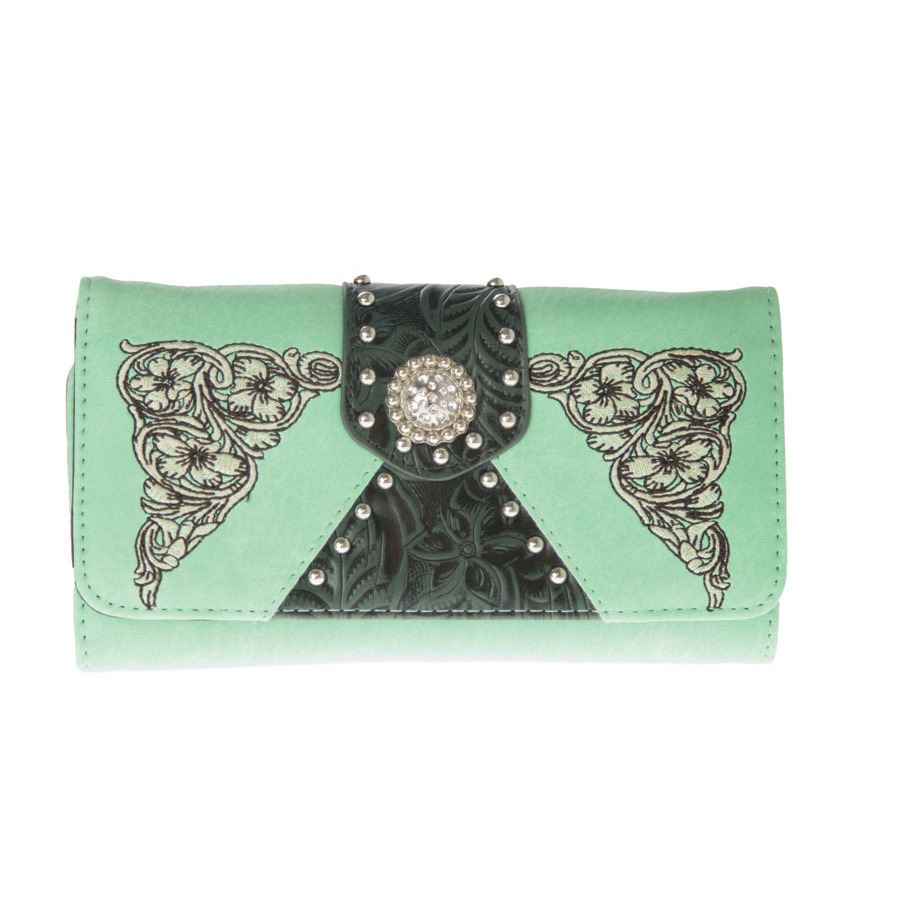 Mint Green Faux Leather Purse with Concho - LW5903GR