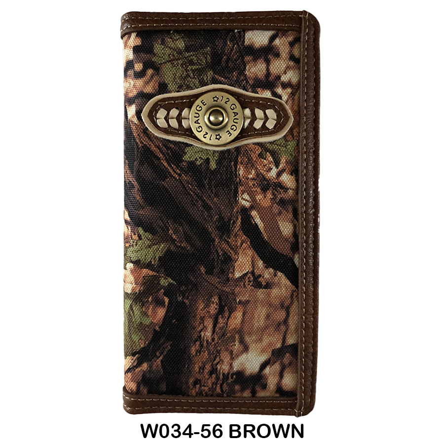 Wallet - Montana West - Faux Leather - Brown Embossed/Distressed Black Top - [MW034CAMO]