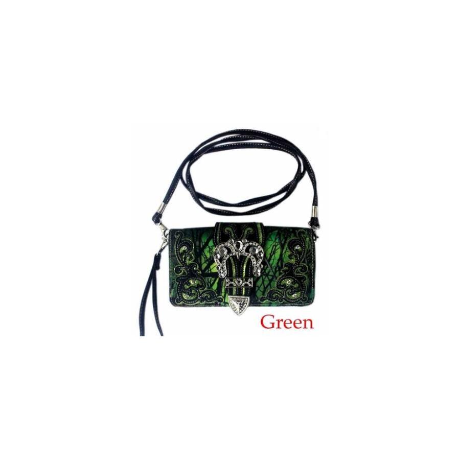 Ladies Purse - Western Themed - Green Faux Leather - [MW110GR]