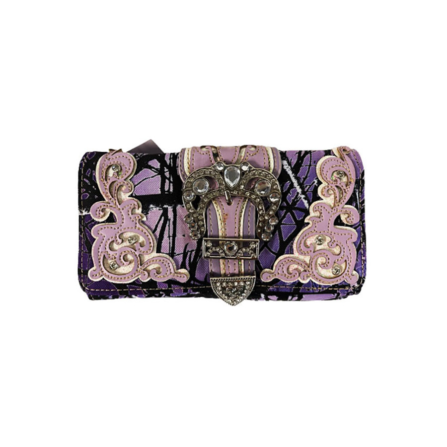 Ladies Purse - Western Themed - Lavender Camo Faux Leather - [MW110LV]