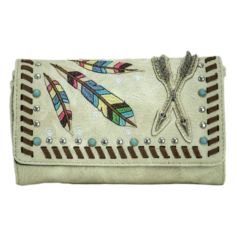 Ladies Purse - Indian Themed - Beige Faux Leather - [MW123BG]