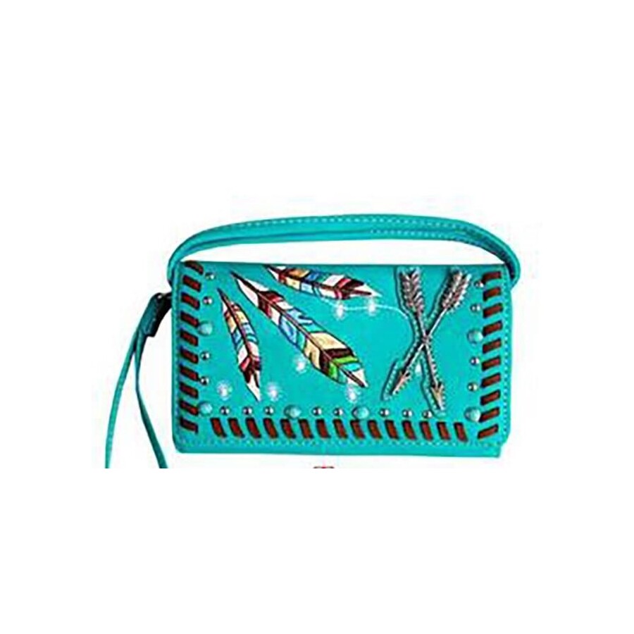 Ladies Purse - Indian Themed - Turquoise Faux Leather - [MW123TQ]