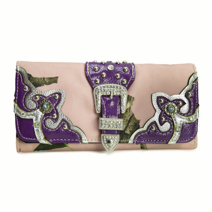 Ladies Purse - Western Themed - Pink Faux Leather Zippered - Tree Camo - [MW189CO]