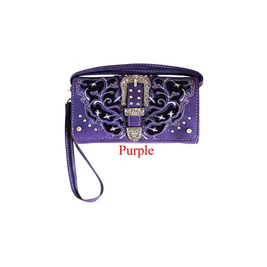 Ladies Purse - Western Themed -  Purple Faux Leather - [MW189PU]