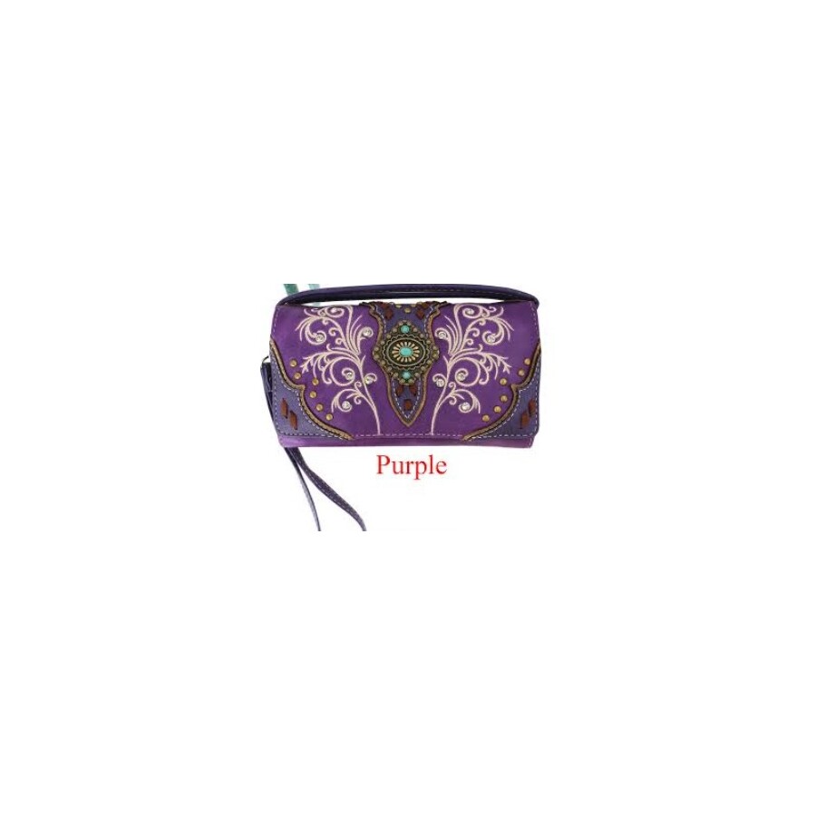 Ladies Purse - Western Themed - Purple Faux Leather - [MW192PU]