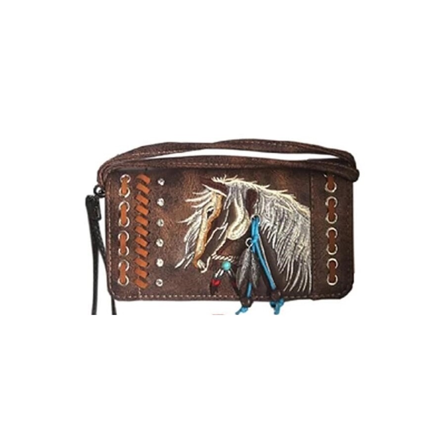 Ladies Purse - Indian Themed -  Brown Faux Leather - [MW193BR]