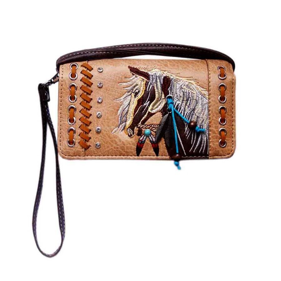 Ladies Purse - Indian Themed - Tan Faux Leather - [MW193TN]
