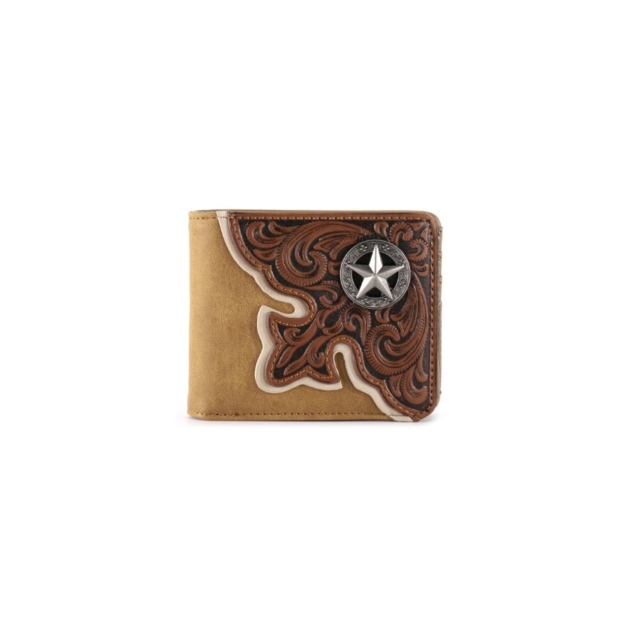 Wallet - Bi-Fold - Montana West - Faux Leather - Brown Embossed/Ostrich Pattern Body - [MW603BR]