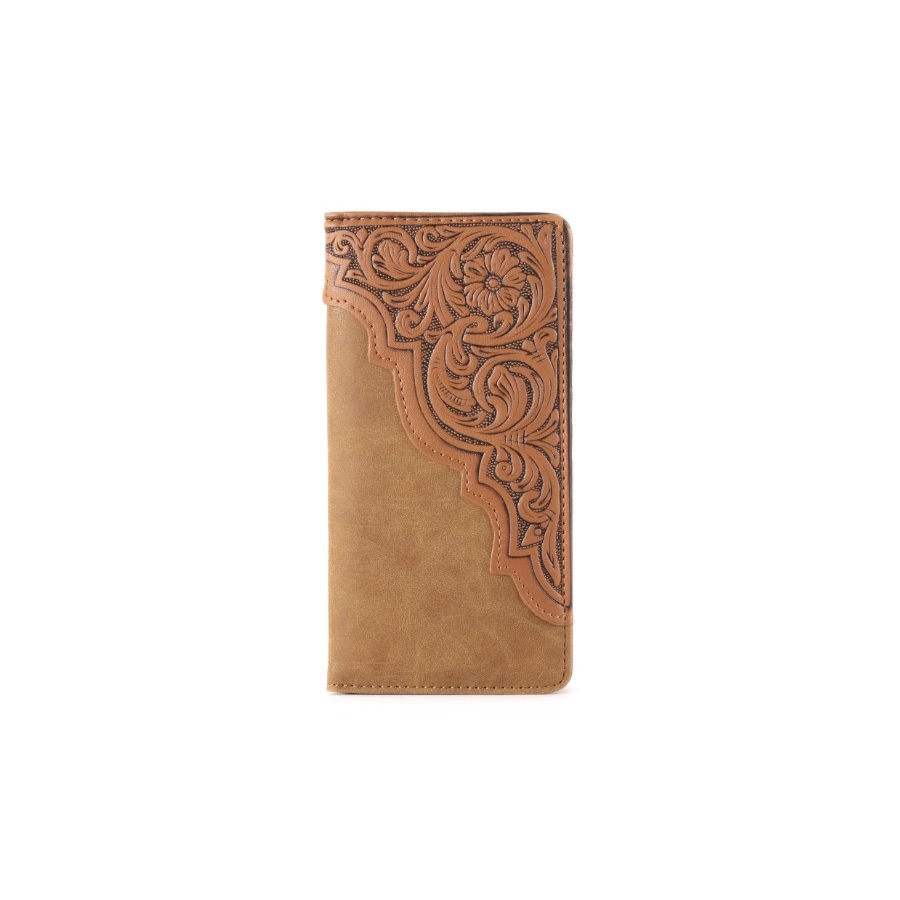 Wallet - Montana West - Faux Leather - Brown Embossed/Tan Suede Body - [MW611TN]