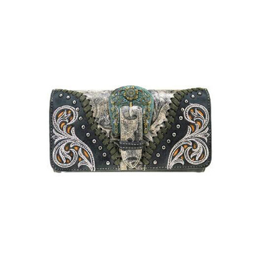 Ladies Purse - Western Themed - Black Faux Leather -[ MW823BK]