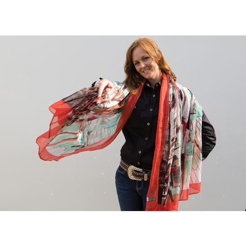 Ladies Scarf - Red Border - Scarf-01