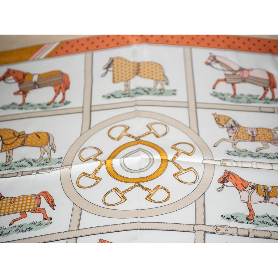 Ladies Head Scarf - Beige Equine Pattern - Scarf-31