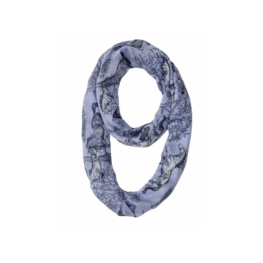 Ladies Scarf - "Lila" Blue Running Horses Infinity -  [Scarf -453]