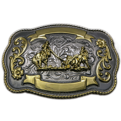 Team Roping Trophy Buckle | Rodeo Belt Buckle | Western Buckle